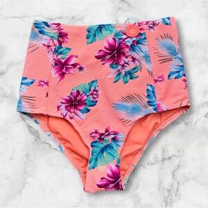 Forever 21 Floral High-Waisted Bikini Bottom sz S nwt ,012